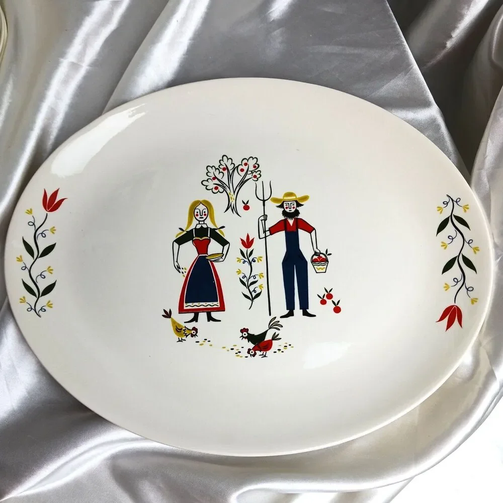 Homer Laughlin Rhythm American Provincial Oval Platter 13 1/2''